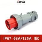 IP67 ثلاث مراحل 63A 125A 380V المكونات الصناعية والمقبس IEC قياسي