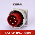 RED 32A 5P 380V IP67 مقاوم للماء لوحة توصيل الطاقة الكهربائية مثبتة
