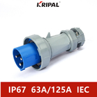 63A 125A IP67 المكونات الصناعية الأوروبية ثلاثية الطور المقاومة للماء 6H